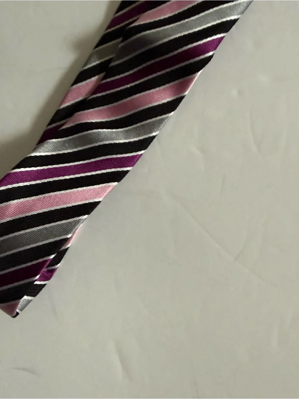 Striped Pink and Black Men's 100% Silk Tie Modern
